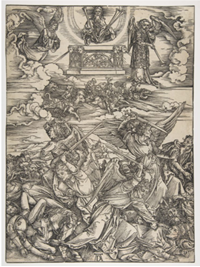 Les quatre anges de l’Euphrate pour l’album l’Apocalypse par Albrecht Dürer