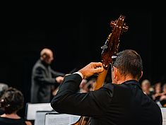 Contrebassiste au Concert de l'Orchestre Melun Val de Seine au Mas le 18 décembre 2022 - Agrandir l'image (fenêtre modale)